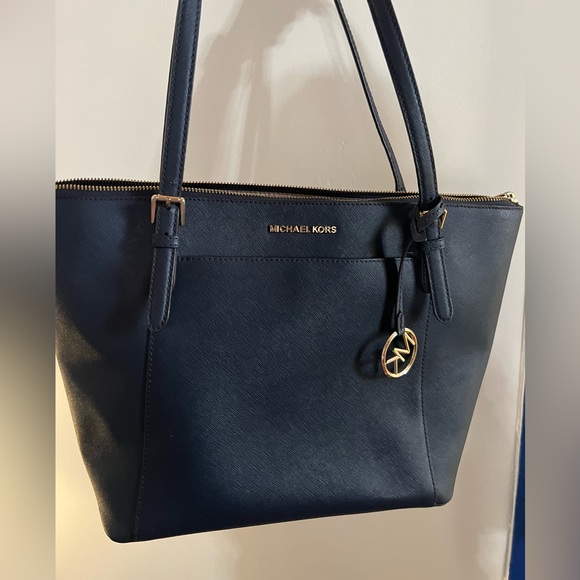 Michael Kors Handbags - Navy Blue Michael Kors Tote with matching wallet